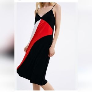 Zara,Spaghetti strap 3 tone straight cut dress